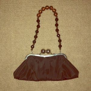 Small Black Purse with Beaded Handle